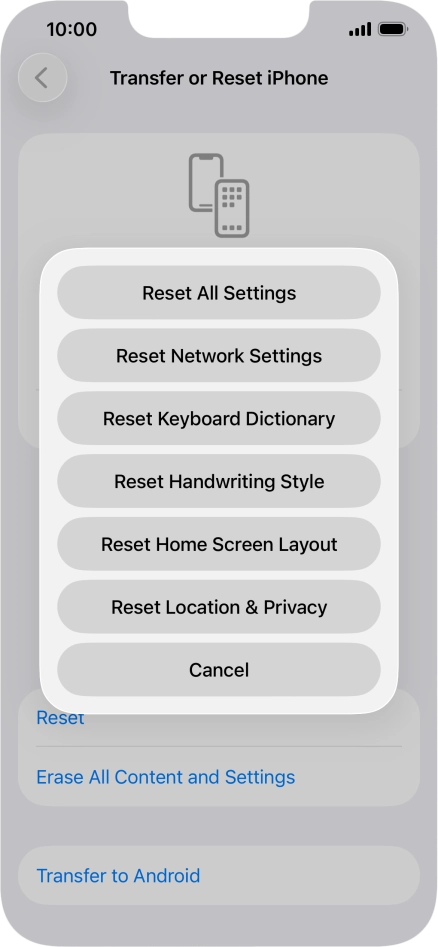Press Reset All Settings. Press Reset All Settings.