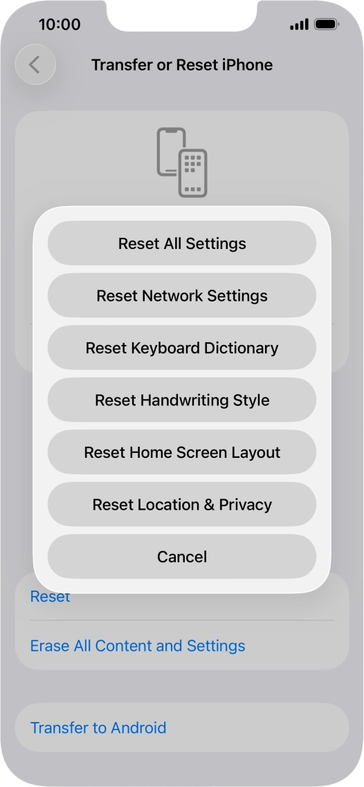 Press Reset All Settings. Press Reset All Settings.
