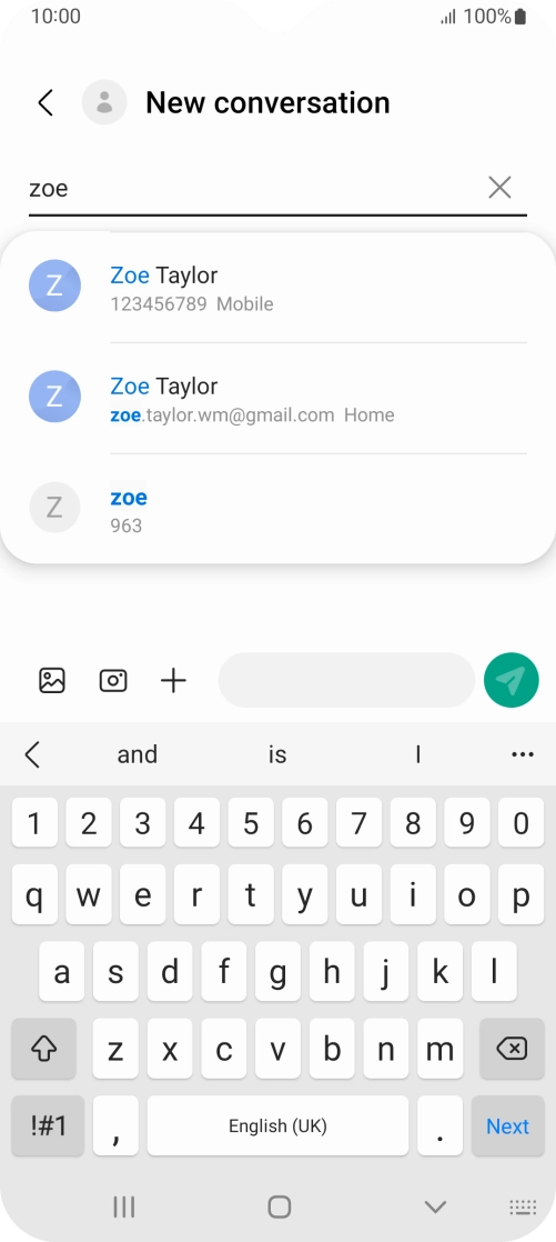 Press the required contact. Press the required contact.