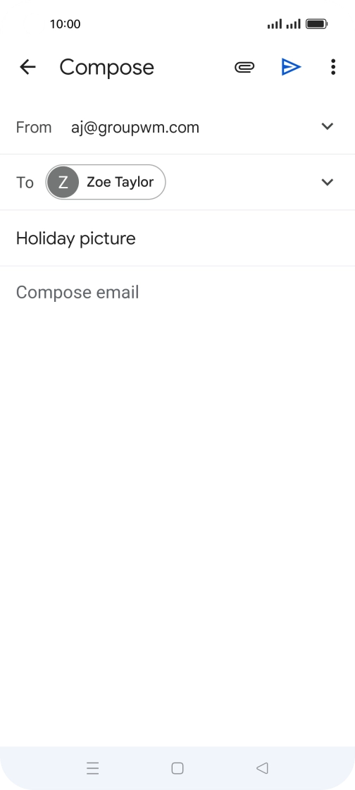 Press the text input field and write the text for your email. Press the text input field and write the text for your email.