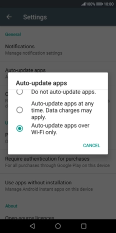 To turn on automatic update of apps using mobile network, press Auto-update apps at any time. Data charges may apply.. To turn on automatic update of apps using mobile network, press Auto-update apps at any time. Data charges may apply..