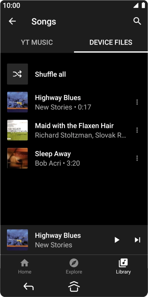 Press the required audio file. Press the required audio file.