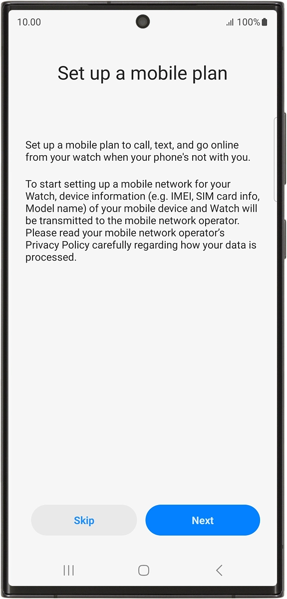 On your phone: To set up mobile data on your smartwatch, follow the instructions on the screen to finish setting up your smartwatch. On your phone: To set up mobile data on your smartwatch, follow the instructions on the screen to finish setting up your smartwatch.