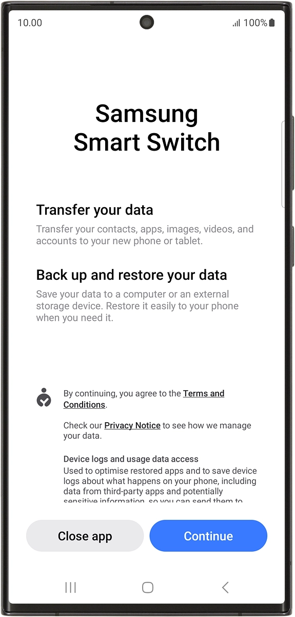 On your phone: Press Continue. On your phone: Press Continue.