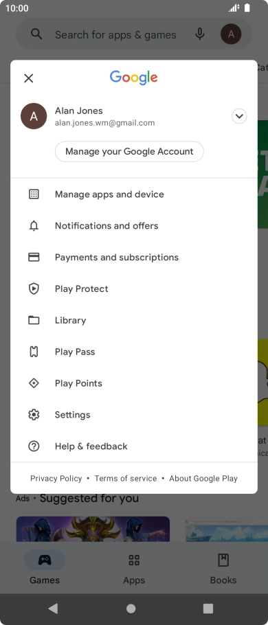 Press Manage apps and device. Press Manage apps and device.
