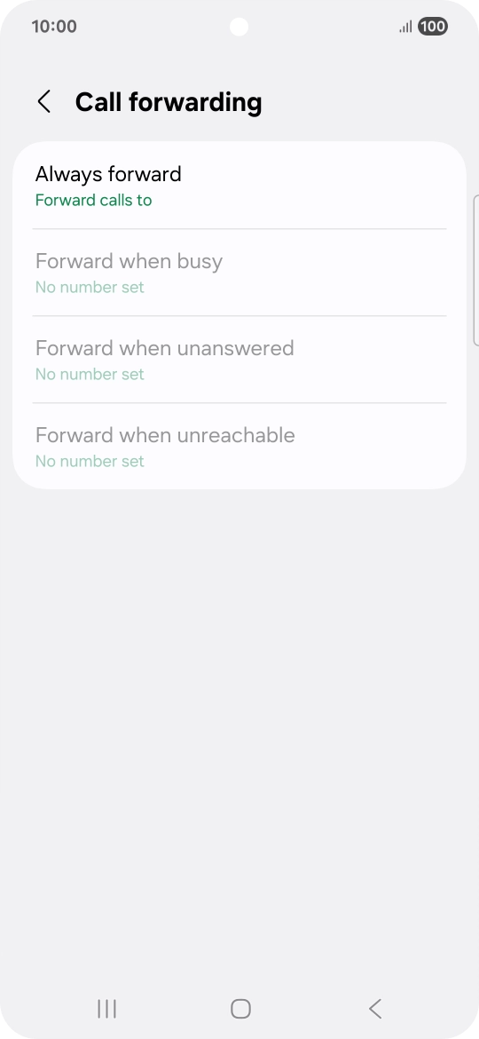 Press the required divert type. Press the required divert type.