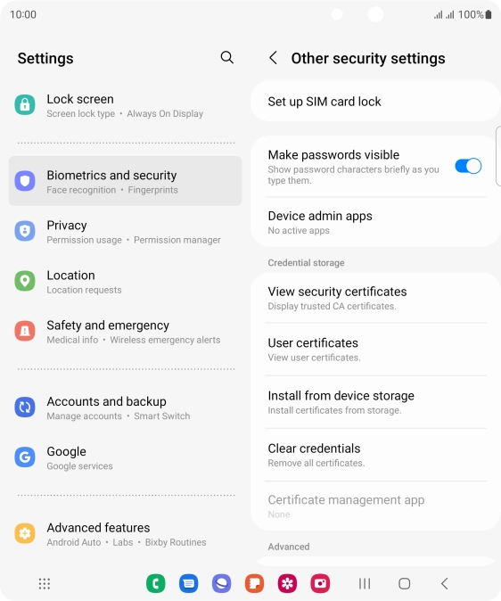 Press Set up SIM card lock. Press Set up SIM card lock.