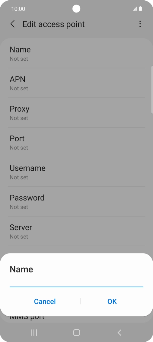 Key in EE Internet and press OK. Key in EE Internet and press OK.