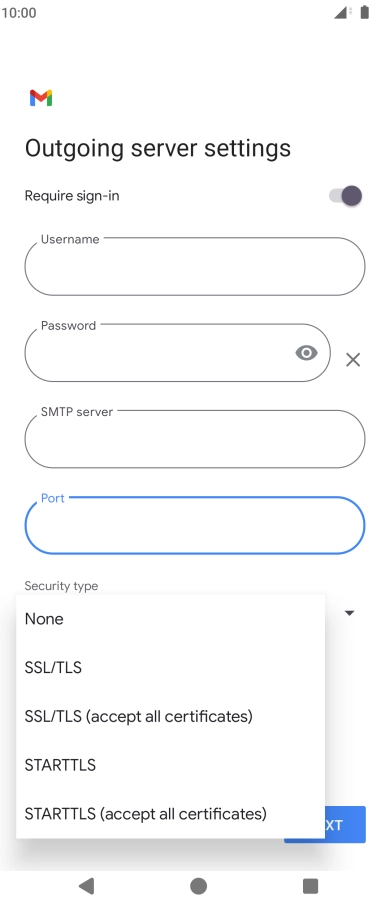 Press SSL/TLS. Press SSL/TLS.