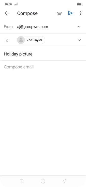 Press the text input field and write the text for your email. Press the text input field and write the text for your email.