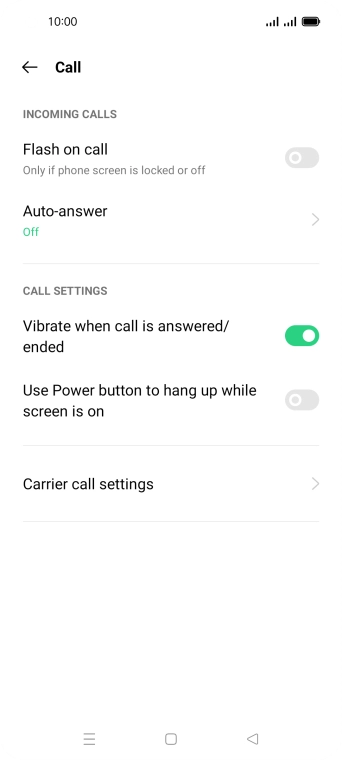 Press Carrier call settings. Press Carrier call settings.