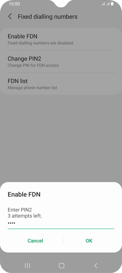 Key in your PIN2 and press OK. The default PIN2 is 0000. Key in your PIN2 and press OK. The default PIN2 is 0000.