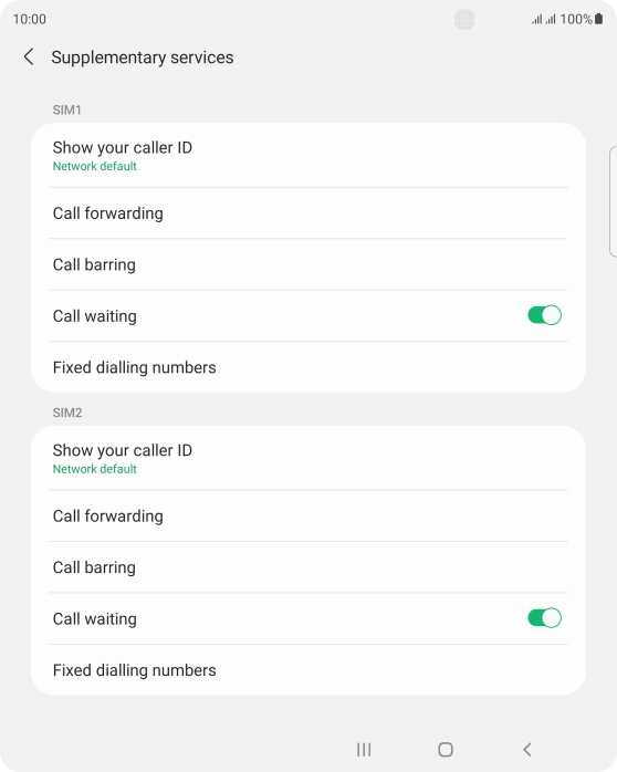 Press Fixed dialling numbers below the required SIM. Press Fixed dialling numbers below the required SIM.