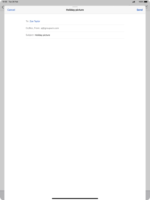 Press the text input field and write the text for your email. Press the text input field and write the text for your email.