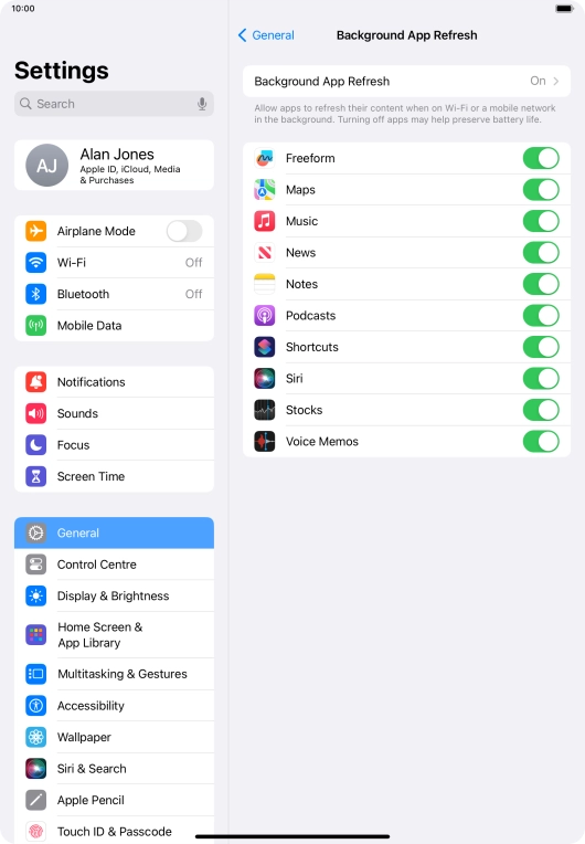 Press Background App Refresh. Press Background App Refresh.