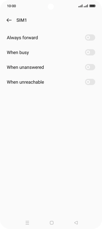 Press the indicator next to the required divert type. Press the indicator next to the required divert type.