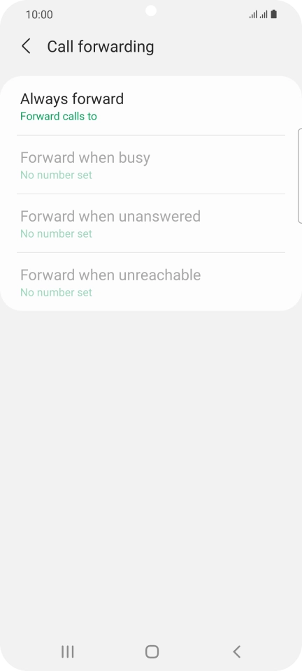 Press the required divert type. Press the required divert type.