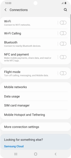 Press Mobile Hotspot and Tethering. Press Mobile Hotspot and Tethering.