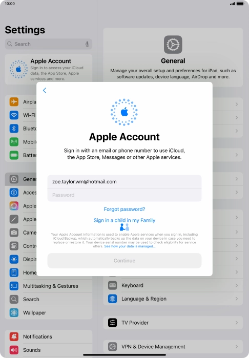 Press Password and key in the password for your Apple ID. Press Password and key in the password for your Apple ID.
