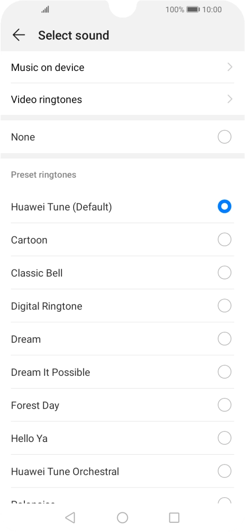 Press Music on device. Press Music on device.