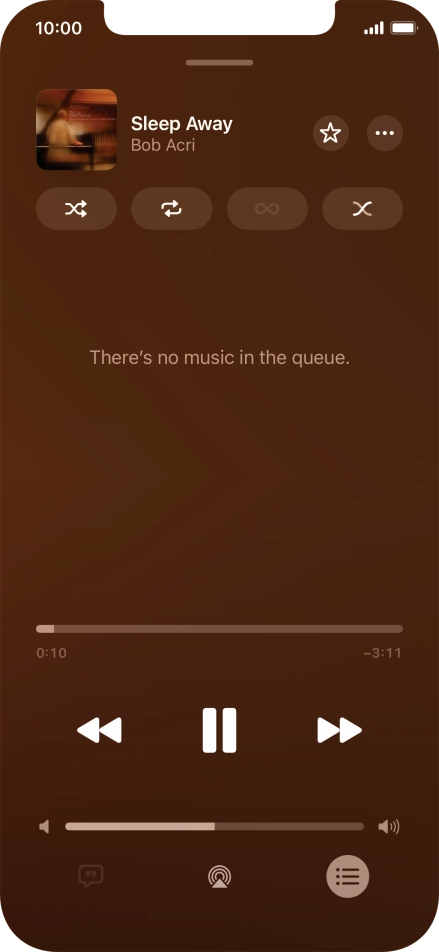 Press the shuffle icon to turn the function on or off. Press the shuffle icon to turn the function on or off.