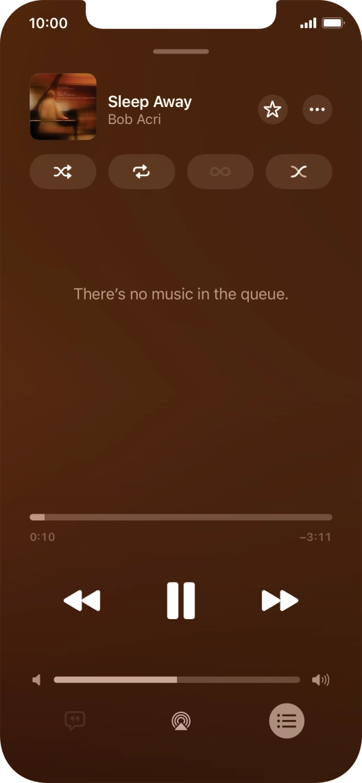 Press the shuffle icon to turn the function on or off. Press the shuffle icon to turn the function on or off.