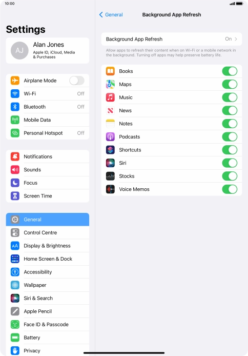 Press Background App Refresh. Press Background App Refresh.