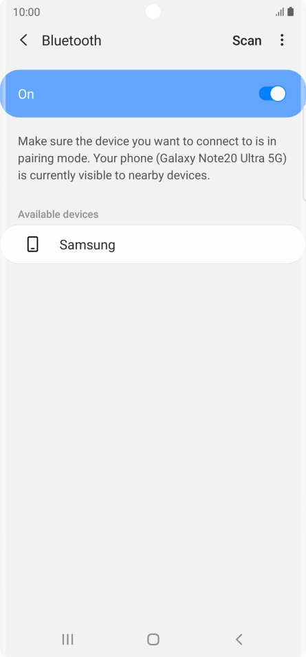 Press the required Bluetooth device and follow the instructions on the screen to pair the device with your phone. Press the required Bluetooth device and follow the instructions on the screen to pair the device with your phone.