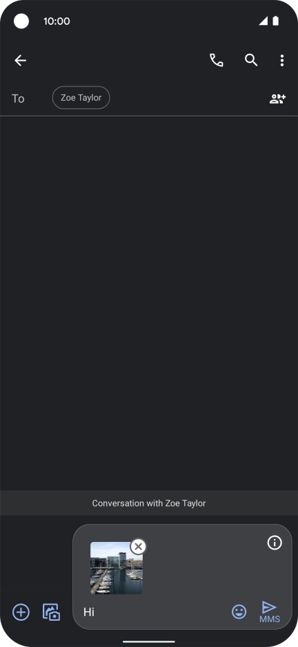 Press the send icon when you've finished your MMS. Press the send icon when you've finished your MMS.