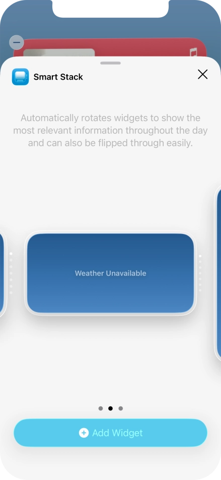 Slide your finger right or left on the screen to select the required widget size. Slide your finger right or left on the screen to select the required widget size.