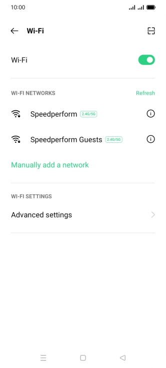 Press the required Wi-Fi network. Press the required Wi-Fi network.