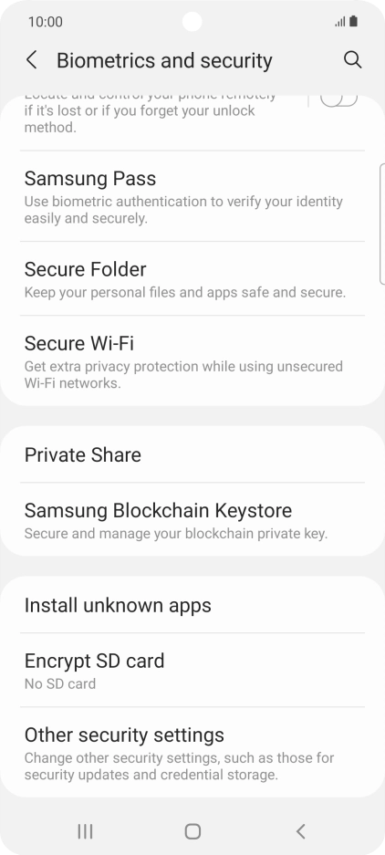 Press Other security settings. Press Other security settings.