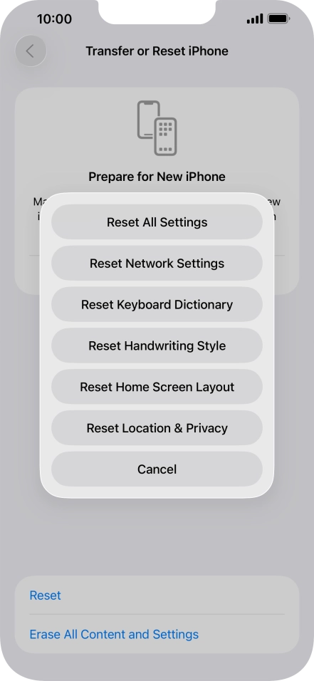 Press Reset All Settings. Press Reset All Settings.