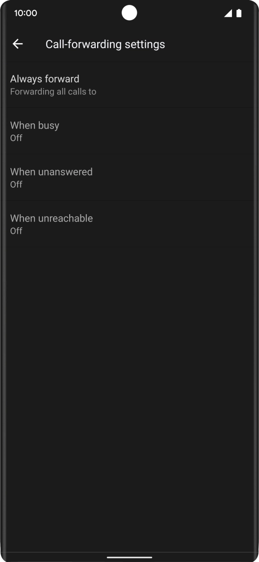 Press the required divert type. Press the required divert type.