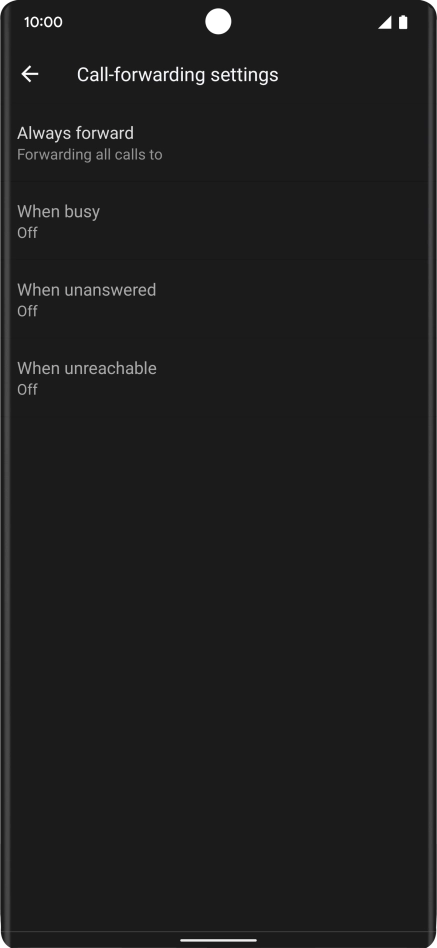 Press the required divert type. Press the required divert type.