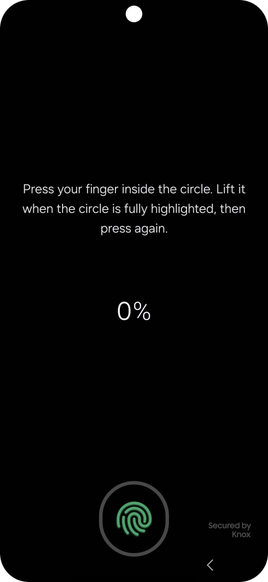 Follow the instructions on the screen to create the phone lock code using your fingerprint. Follow the instructions on the screen to create the phone lock code using your fingerprint.