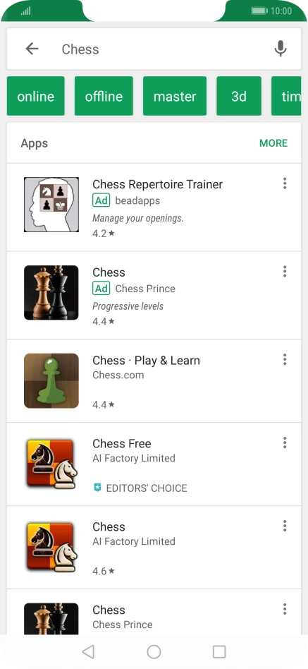 Press the required app. Press the required app.