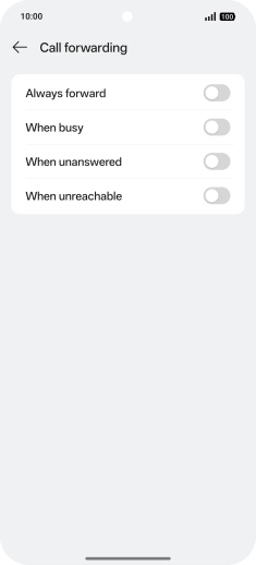 Press the indicator next to the required divert type. Press the indicator next to the required divert type.