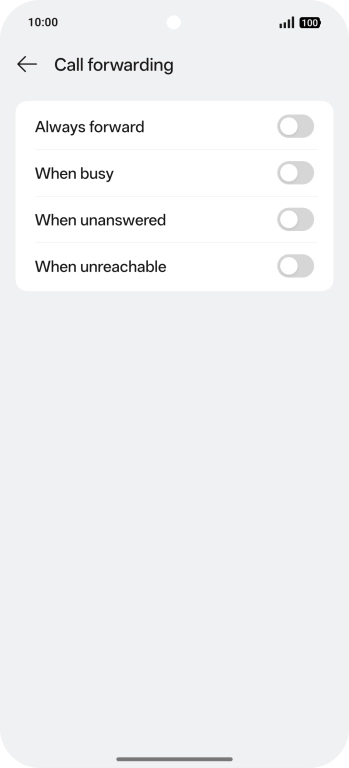 Press the indicator next to the required divert type. Press the indicator next to the required divert type.