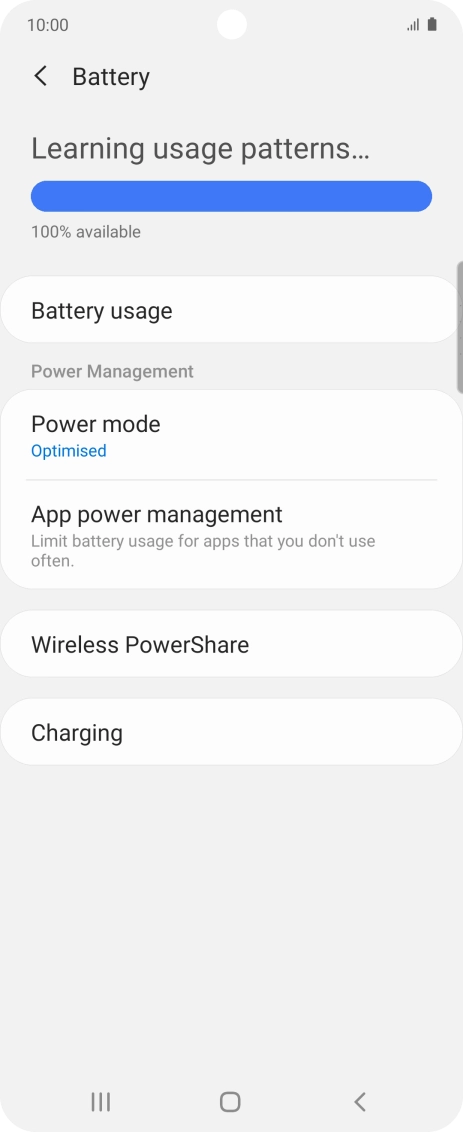 Press Power mode. Press Power mode.