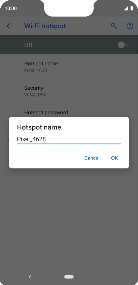 Key in the required Wi-Fi hotspot name and press OK. Key in the required Wi-Fi hotspot name and press OK.