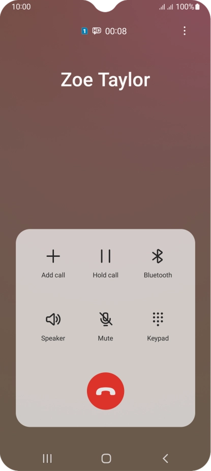 Press the end call icon. Press the end call icon.