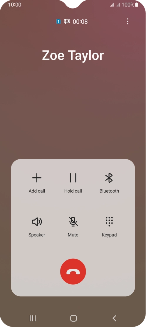 Press the end call icon. Press the end call icon.