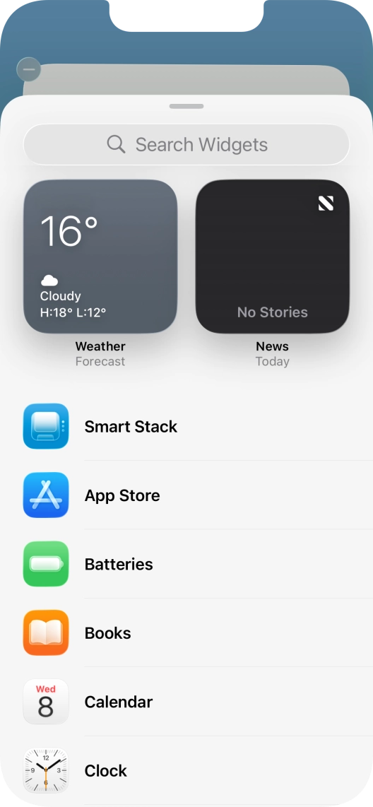 Press the required widget. Press the required widget.