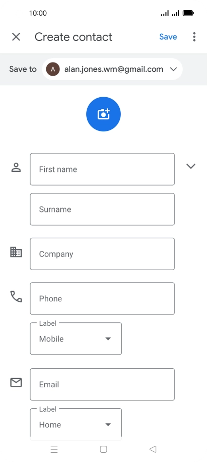 Press First name and key in the required first name. Press First name and key in the required first name.