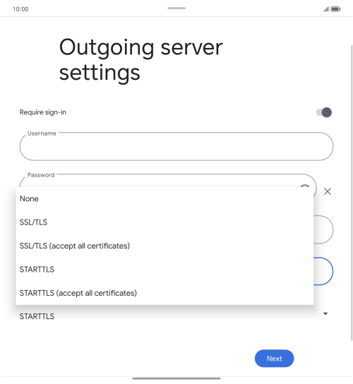 Press SSL/TLS. Press SSL/TLS.