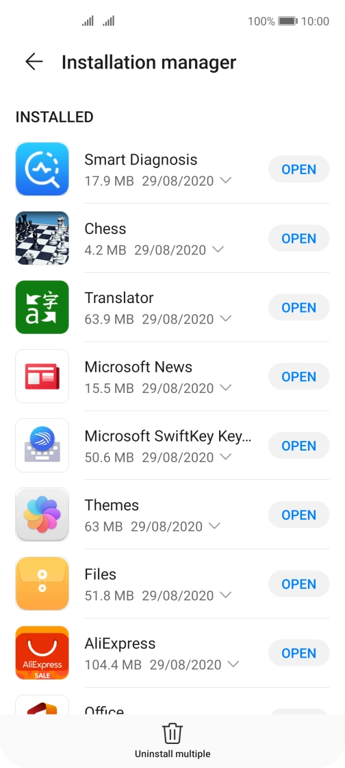 Press the required app. Press the required app.