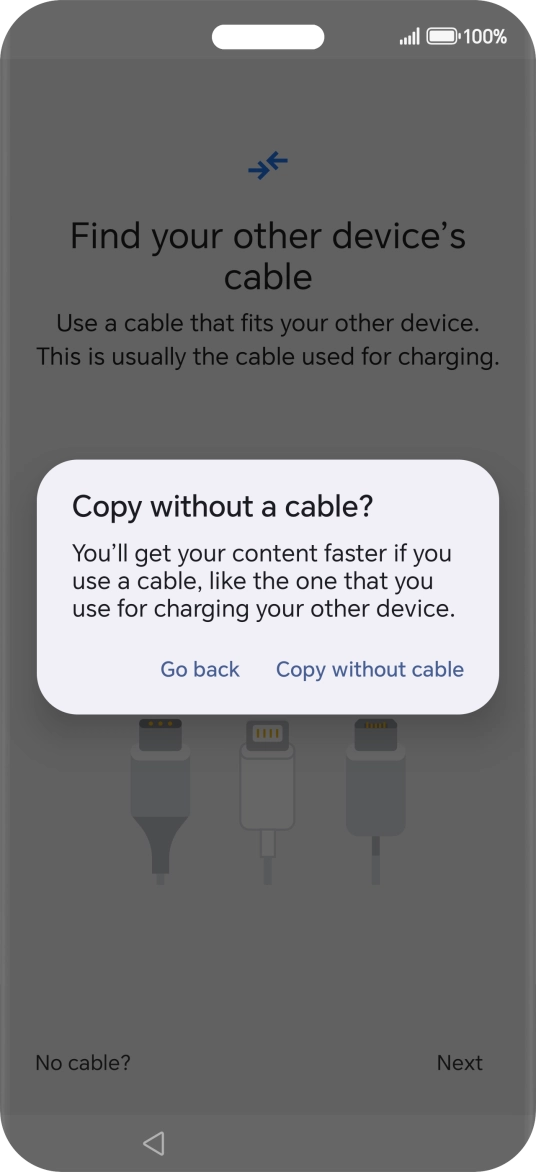 Press Copy without cable. Press Copy without cable.