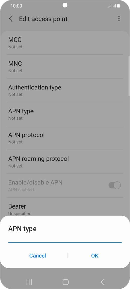 Key in default and press OK. Key in default and press OK.