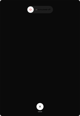 Press and drag the power off icon right. Press and drag the power off icon right.
